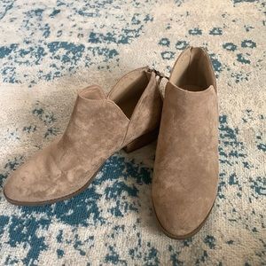 Nude suede booties